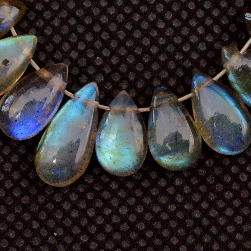 25 Pcs 33 Cts Natural Labradorite Loose Briolette Gemstone Lot 10x5 6x5mm 18568