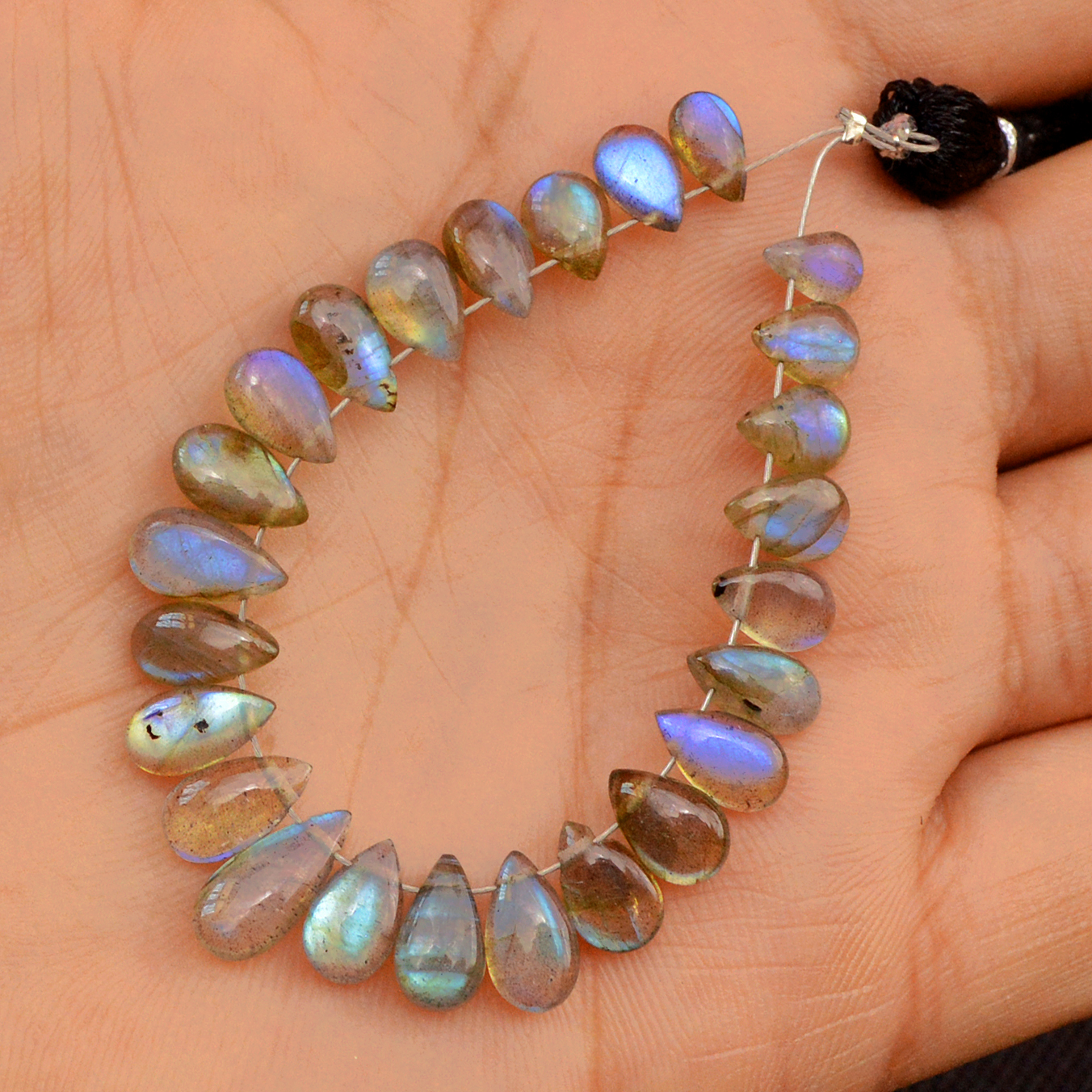 25 Pcs 33 Cts Natural Labradorite Loose Briolette Gemstone Lot 10x5 6x5mm 18568