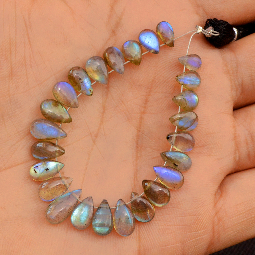 Image of 25 Pcs 33 Cts Natural Labradorite Loose Briolette Gemstone Lot 10x5 6x5mm #18568