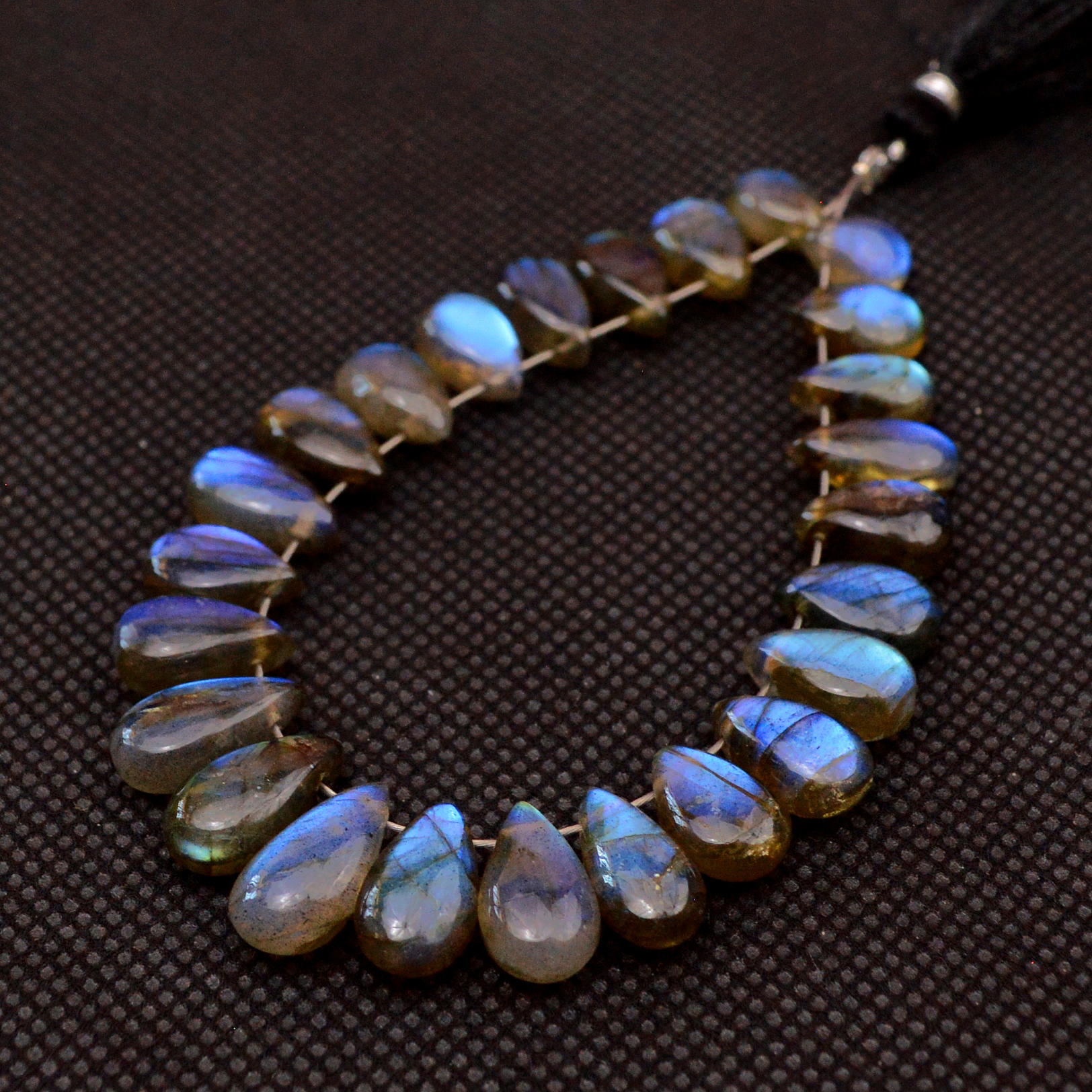 25 Pcs 64 Cts Natural Labradorite Drop Beads Side Drilled Briolette Gemstone 10x5 5x4mm 18569