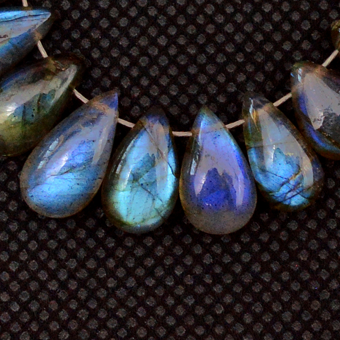 25 Pcs 64 Cts Natural Labradorite Drop Beads Side Drilled Briolette Gemstone 10x5 5x4mm 18569