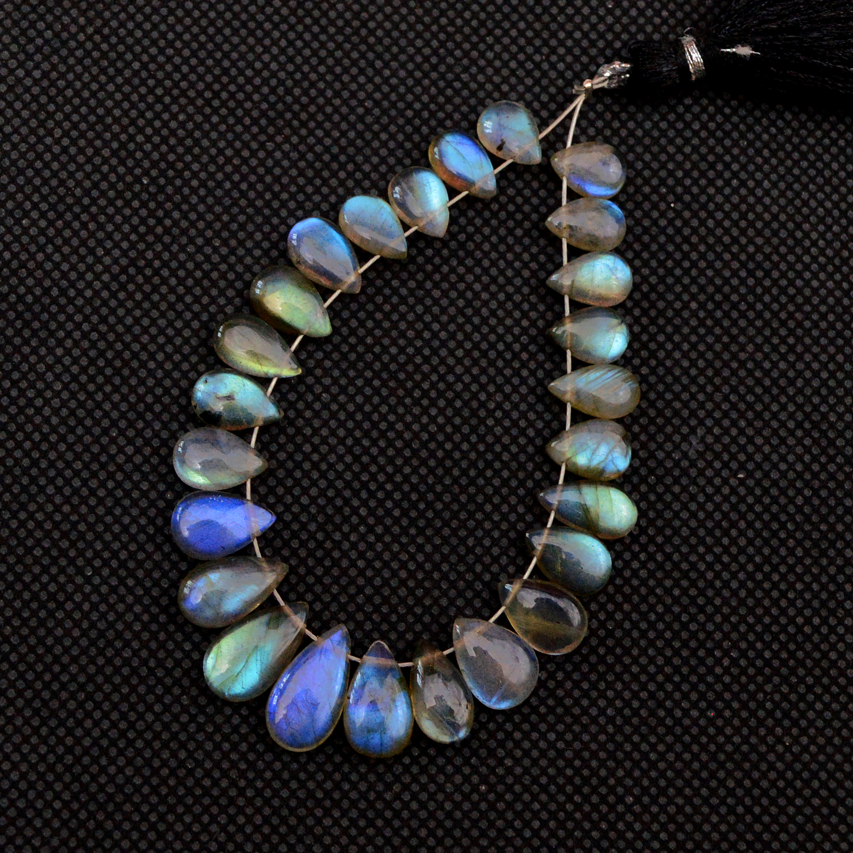 25 Pcs 48 Cts Natural Labradorite Drop Beads Side Drilled Briolette Gemstone 13x5 6x5mm 18570