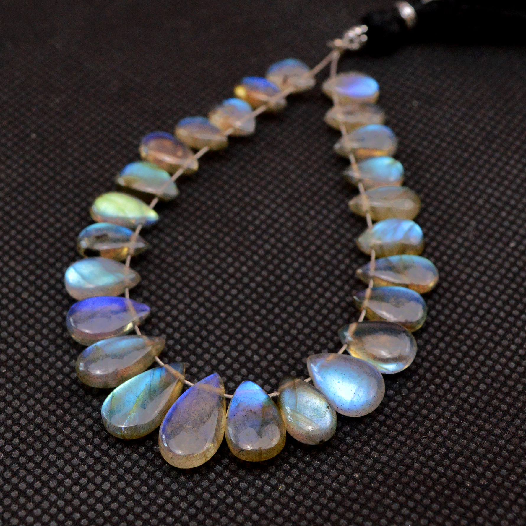 25 Pcs 48 Cts Natural Labradorite Drop Beads Side Drilled Briolette Gemstone 13x5 6x5mm 18570