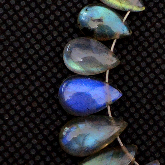 25 Pcs 48 Cts Natural Labradorite Drop Beads Side Drilled Briolette Gemstone 13x5 6x5mm 18570