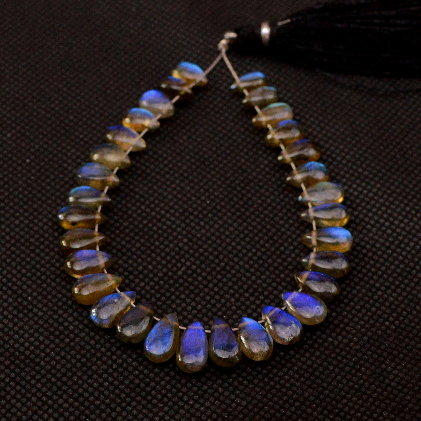 30 Pcs 43 Cts Natural Labradorite Drop Beads Side Drilled Briolette Gemstone 10x5 5x4mm 18571