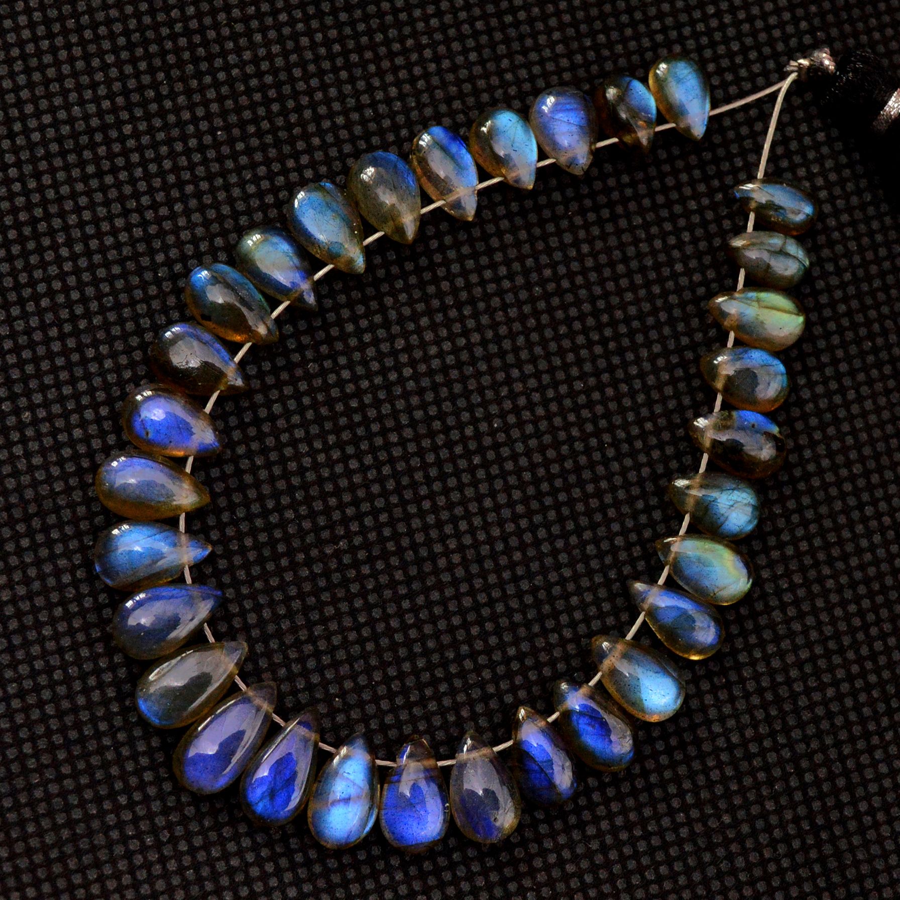 30 Pcs 43 Cts Natural Labradorite Drop Beads Side Drilled Briolette Gemstone 10x5 5x4mm 18571