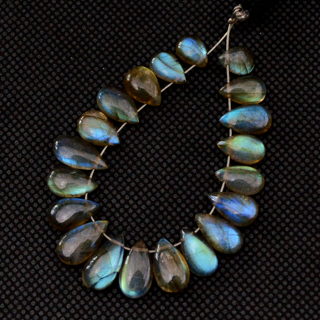 20 Pcs 39 Cts Natural Labradorite Drop Beads Side Drilled Briolette Gemstone 10x5 6x4mm 18572
