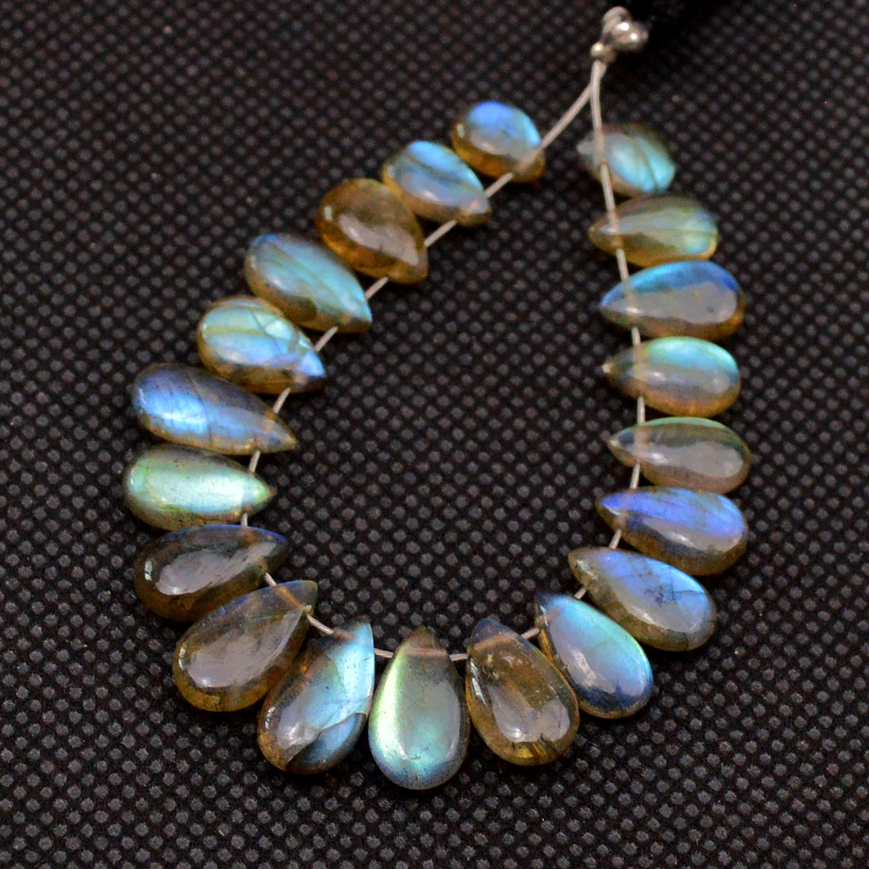 20 Pcs 39 Cts Natural Labradorite Drop Beads Side Drilled Briolette Gemstone 10x5 6x4mm 18572