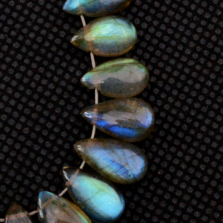 20 Pcs 39 Cts Natural Labradorite Drop Beads Side Drilled Briolette Gemstone 10x5 6x4mm 18572