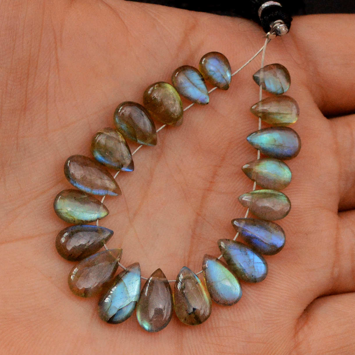 20 Pcs 39 Cts Natural Labradorite Drop Beads Side Drilled Briolette Gemstone 10x5 6x4mm 18572