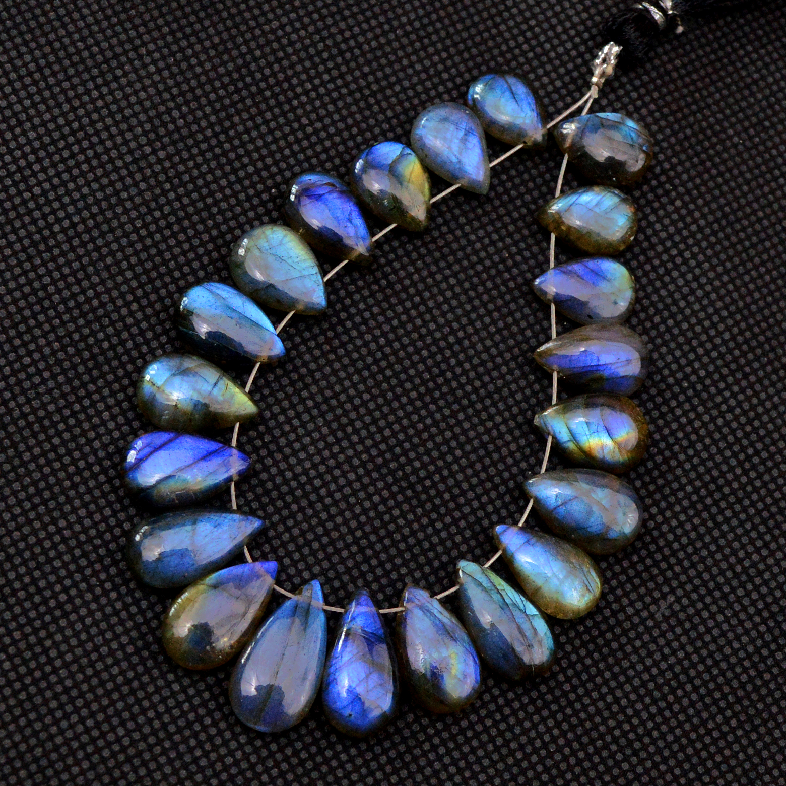 20 Pcs 99 Cts Natural Labradorite Drop Beads Side Drilled Briolette Gemstone 17x8 10x8mm 18573