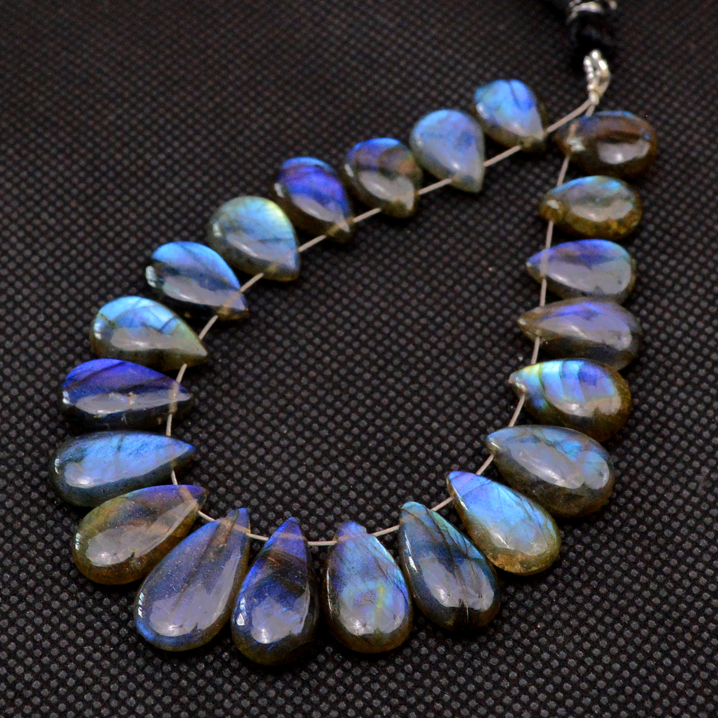 20 Pcs 99 Cts Natural Labradorite Drop Beads Side Drilled Briolette Gemstone 17x8 10x8mm 18573
