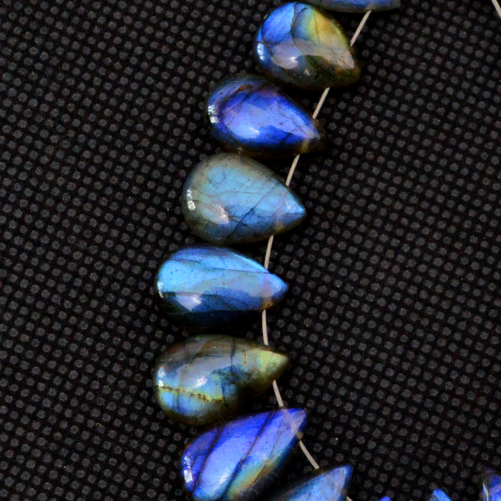 20 Pcs 99 Cts Natural Labradorite Drop Beads Side Drilled Briolette Gemstone 17x8 10x8mm 18573