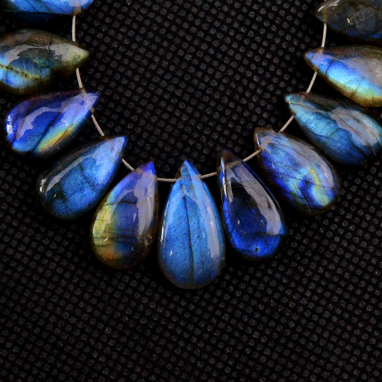 20 Pcs 99 Cts Natural Labradorite Drop Beads Side Drilled Briolette Gemstone 17x8 10x8mm 18573