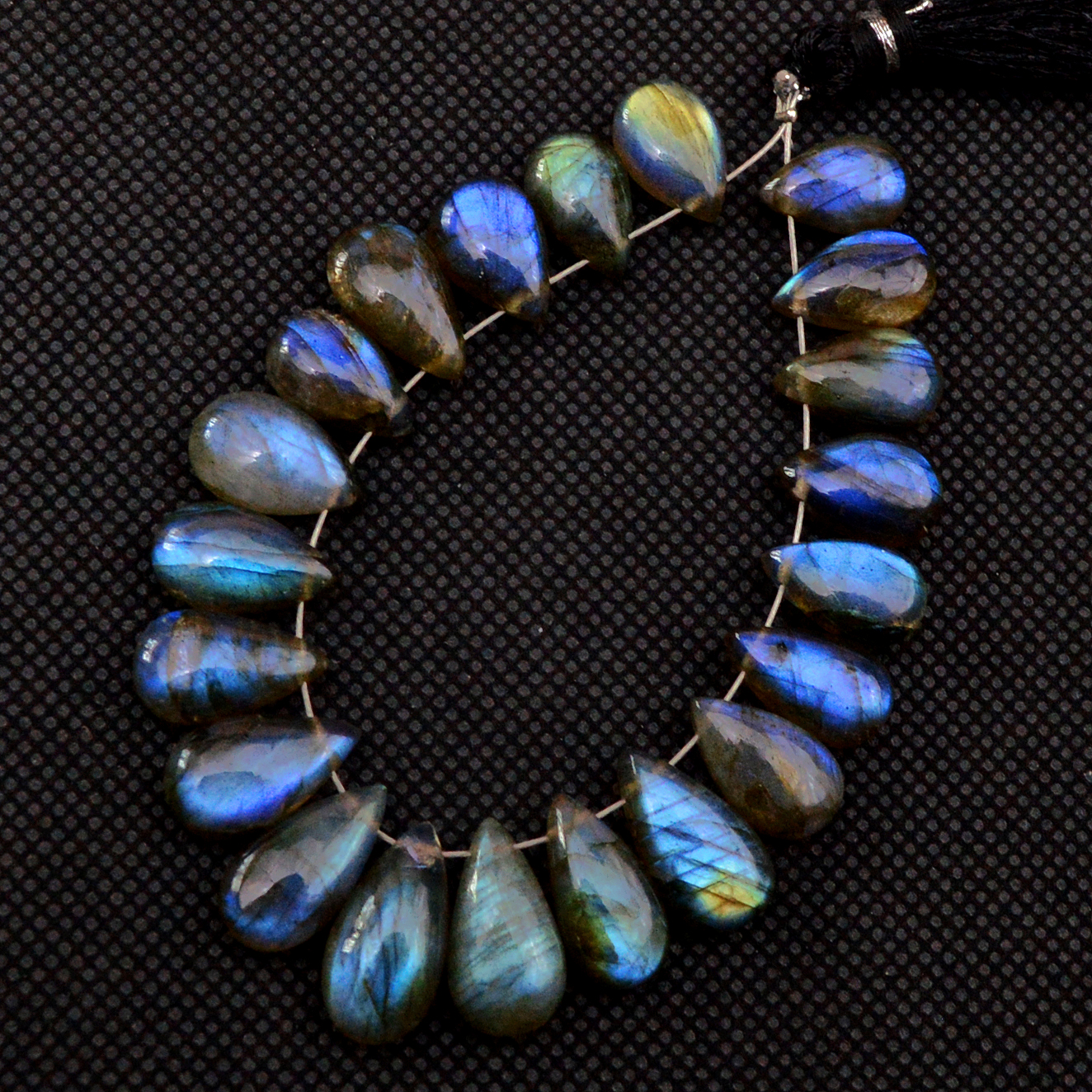 20 Pcs 99 Cts Natural Labradorite Drop Beads Side Drilled Briolette Gemstone 15x7 10x6mm 18574