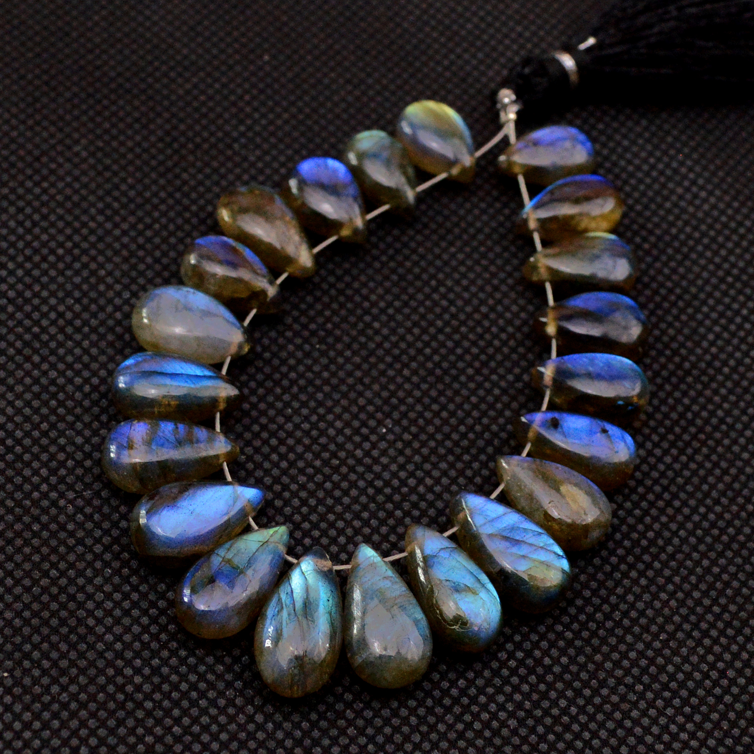 20 Pcs 99 Cts Natural Labradorite Drop Beads Side Drilled Briolette Gemstone 15x7 10x6mm 18574