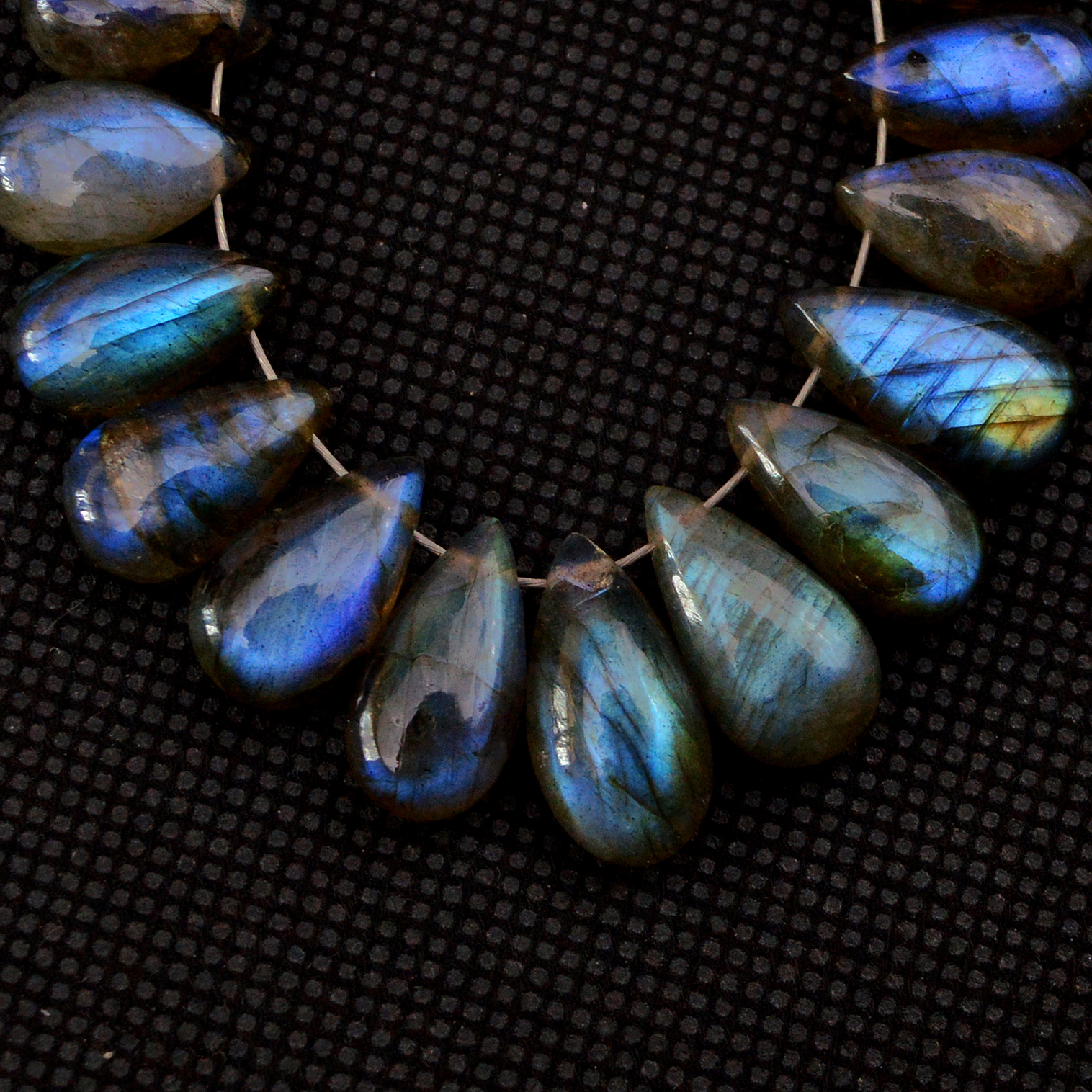 20 Pcs 99 Cts Natural Labradorite Drop Beads Side Drilled Briolette Gemstone 15x7 10x6mm 18574