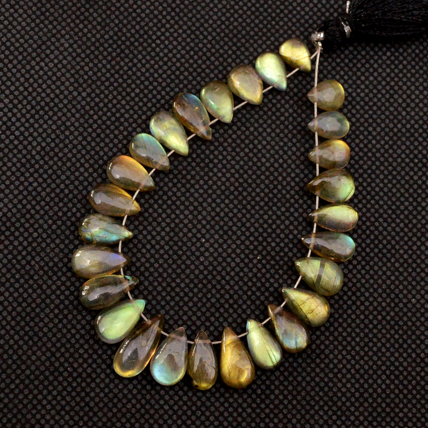 26 Pcs 51 Cts Natural Labradorite Drop Beads Side Drilled Briolette Gemstone 13x5 6x4mm 18575