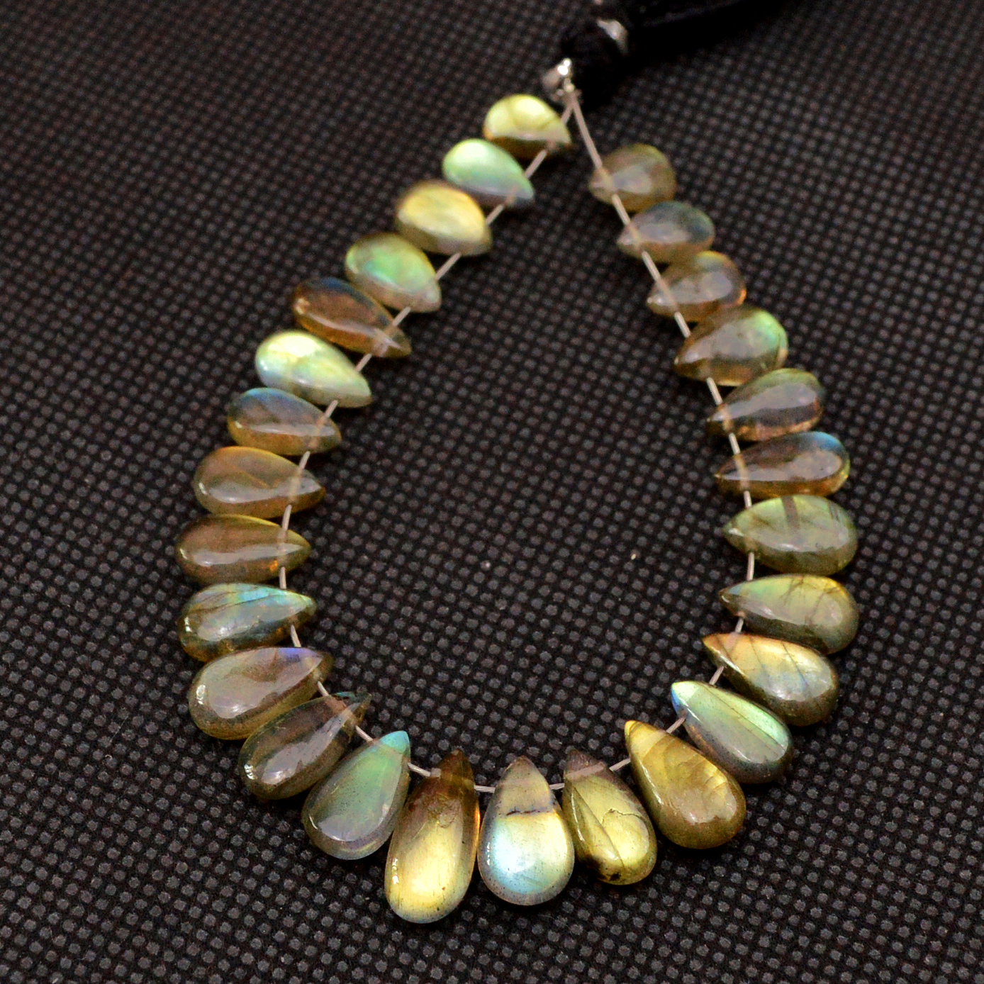 26 Pcs 51 Cts Natural Labradorite Drop Beads Side Drilled Briolette Gemstone 13x5 6x4mm 18575