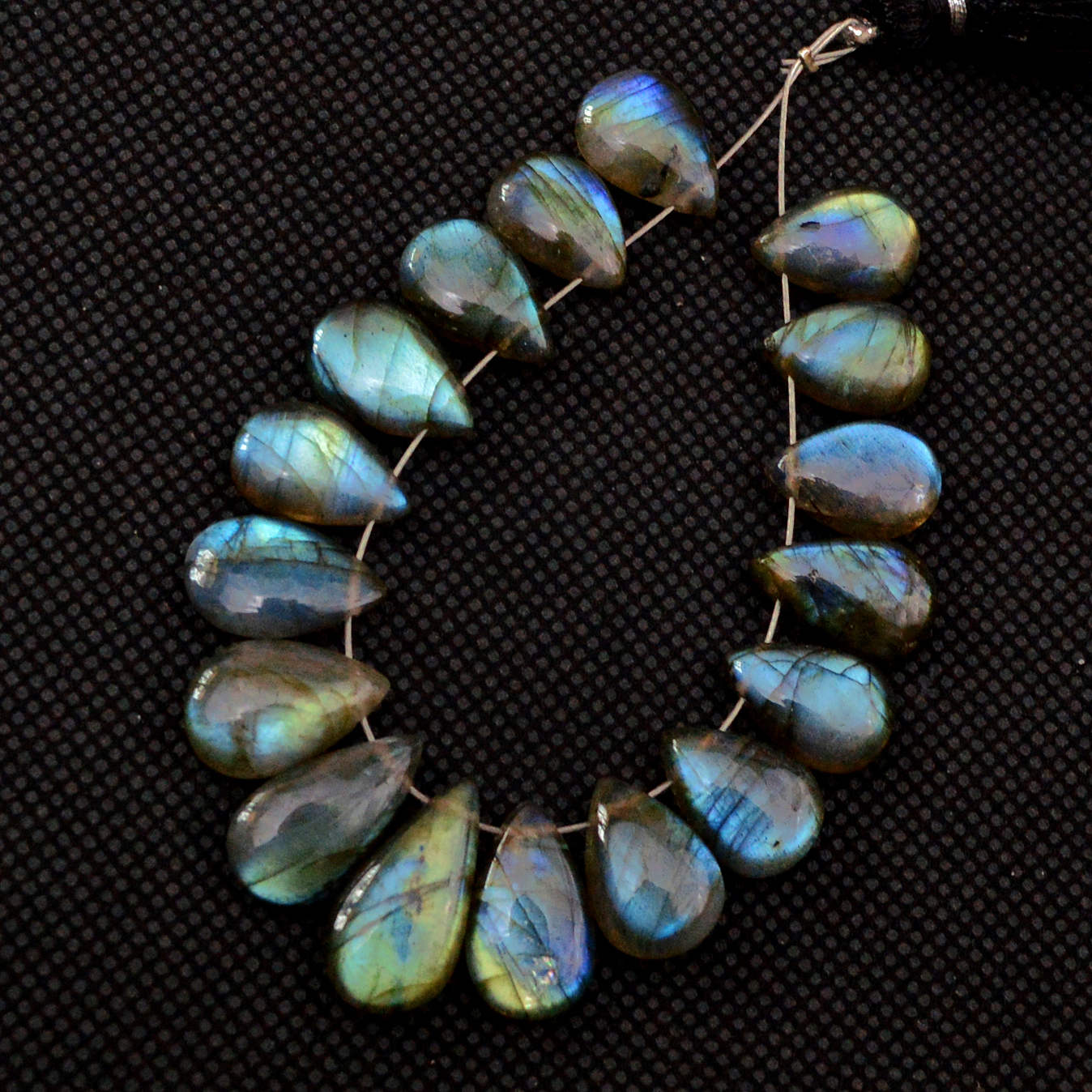 16 Pcs 79 Cts Natural Labradorite Drop Beads Side Drilled Briolette Gemstone 16x8 10x8mm 18576
