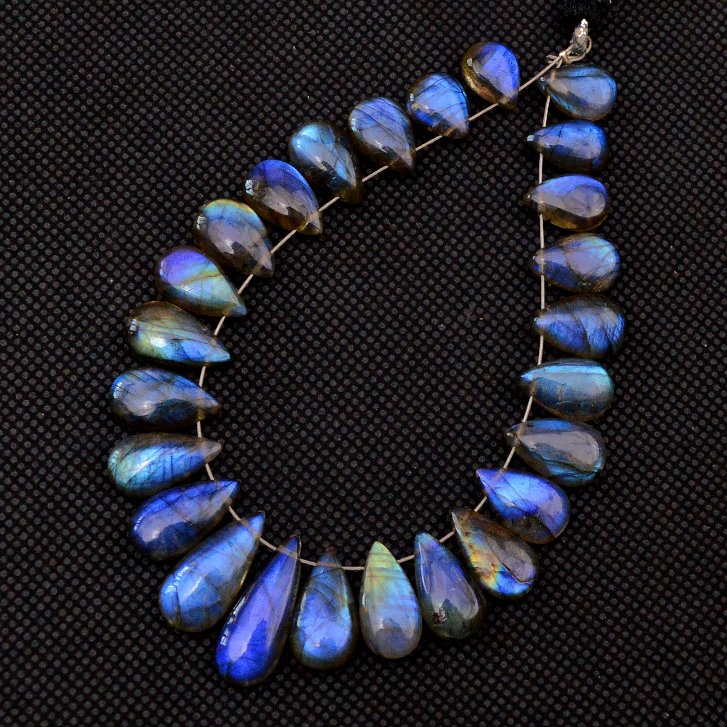 25 Pcs 99 Cts Natural Labradorite Drop Beads Side Drilled Briolette Gemstone 20x6 10x5mm 18577