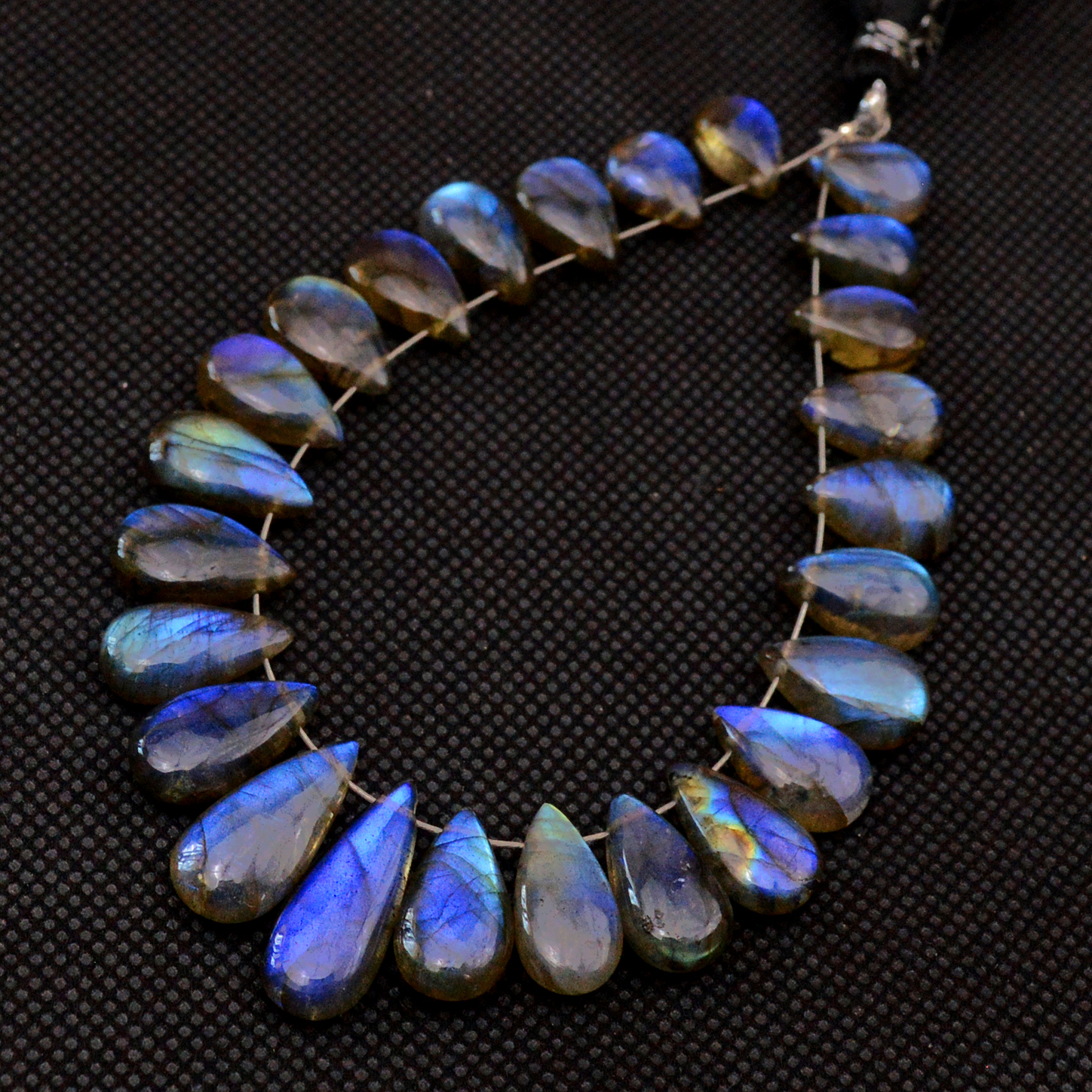 25 Pcs 99 Cts Natural Labradorite Drop Beads Side Drilled Briolette Gemstone 20x6 10x5mm 18577