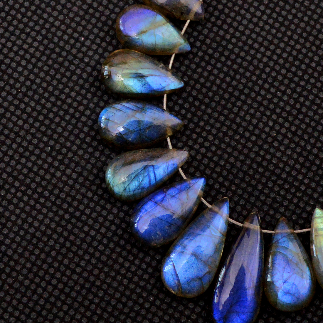 25 Pcs 99 Cts Natural Labradorite Drop Beads Side Drilled Briolette Gemstone 20x6 10x5mm 18577