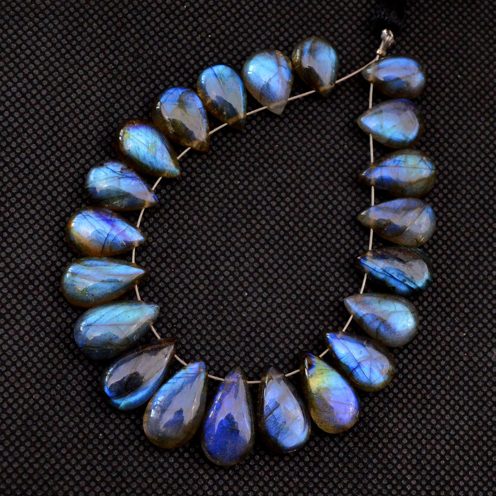 21 Pcs 120 Cts Natural Labradorite Drop Beads Side Drilled Briolette Gemstone 15x9 10x8mm 18579