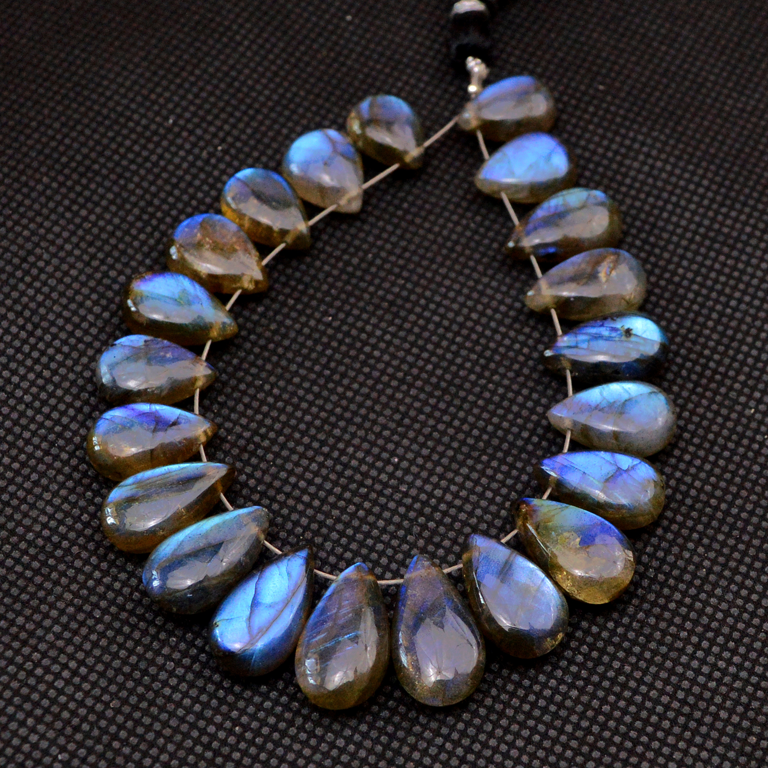 21 Pcs 120 Cts Natural Labradorite Drop Beads Side Drilled Briolette Gemstone 15x9 10x8mm 18579