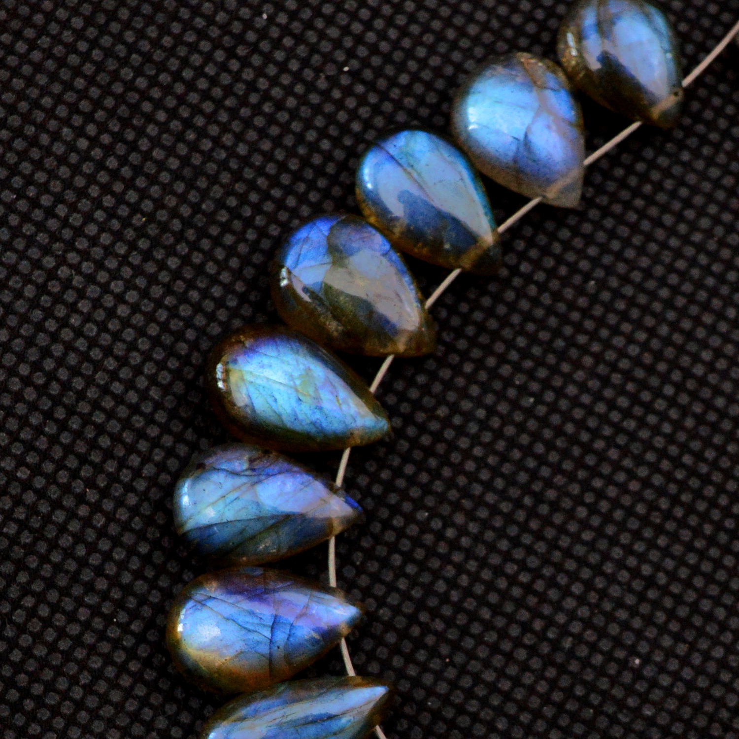 21 Pcs 120 Cts Natural Labradorite Drop Beads Side Drilled Briolette Gemstone 15x9 10x8mm 18579