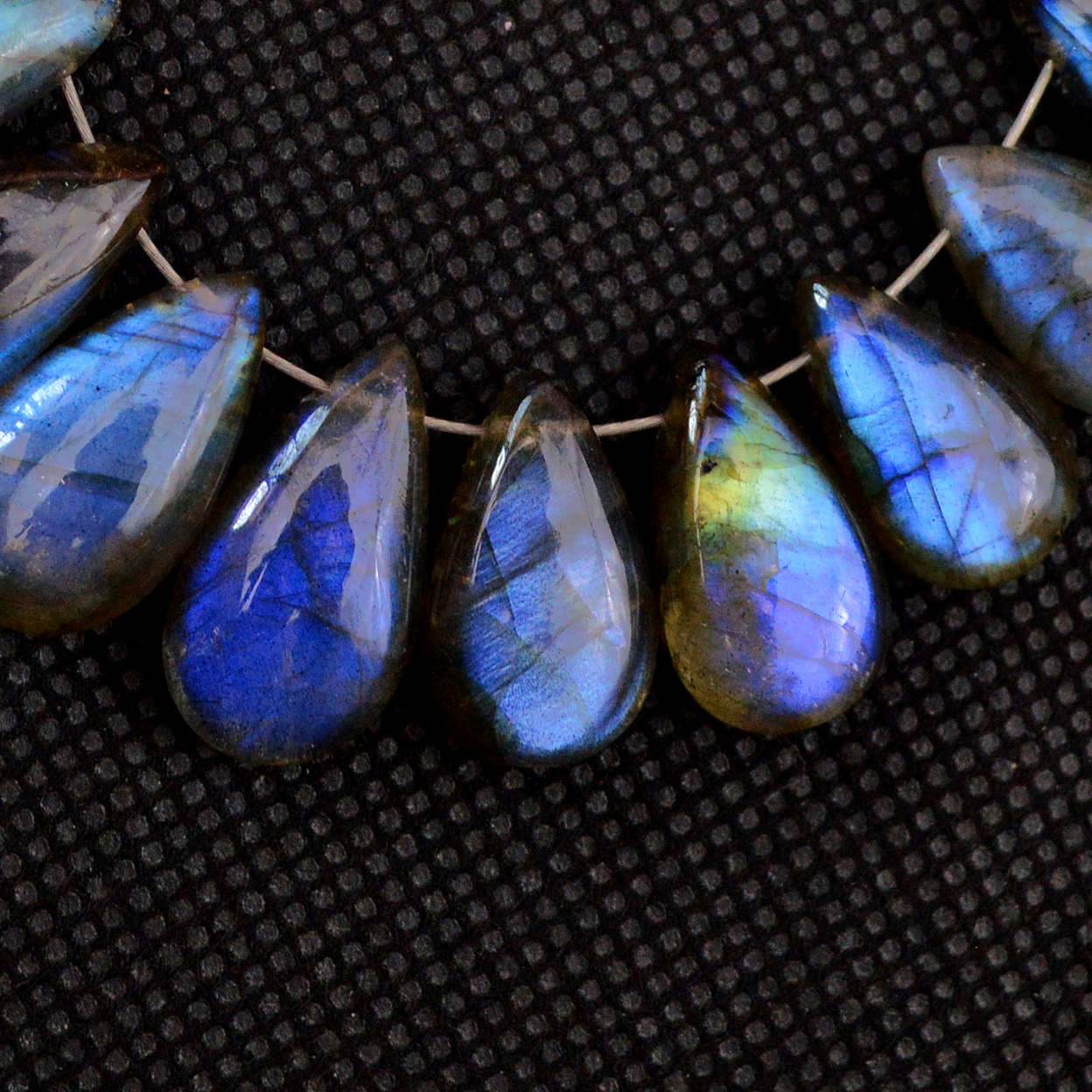 21 Pcs 120 Cts Natural Labradorite Drop Beads Side Drilled Briolette Gemstone 15x9 10x8mm 18579
