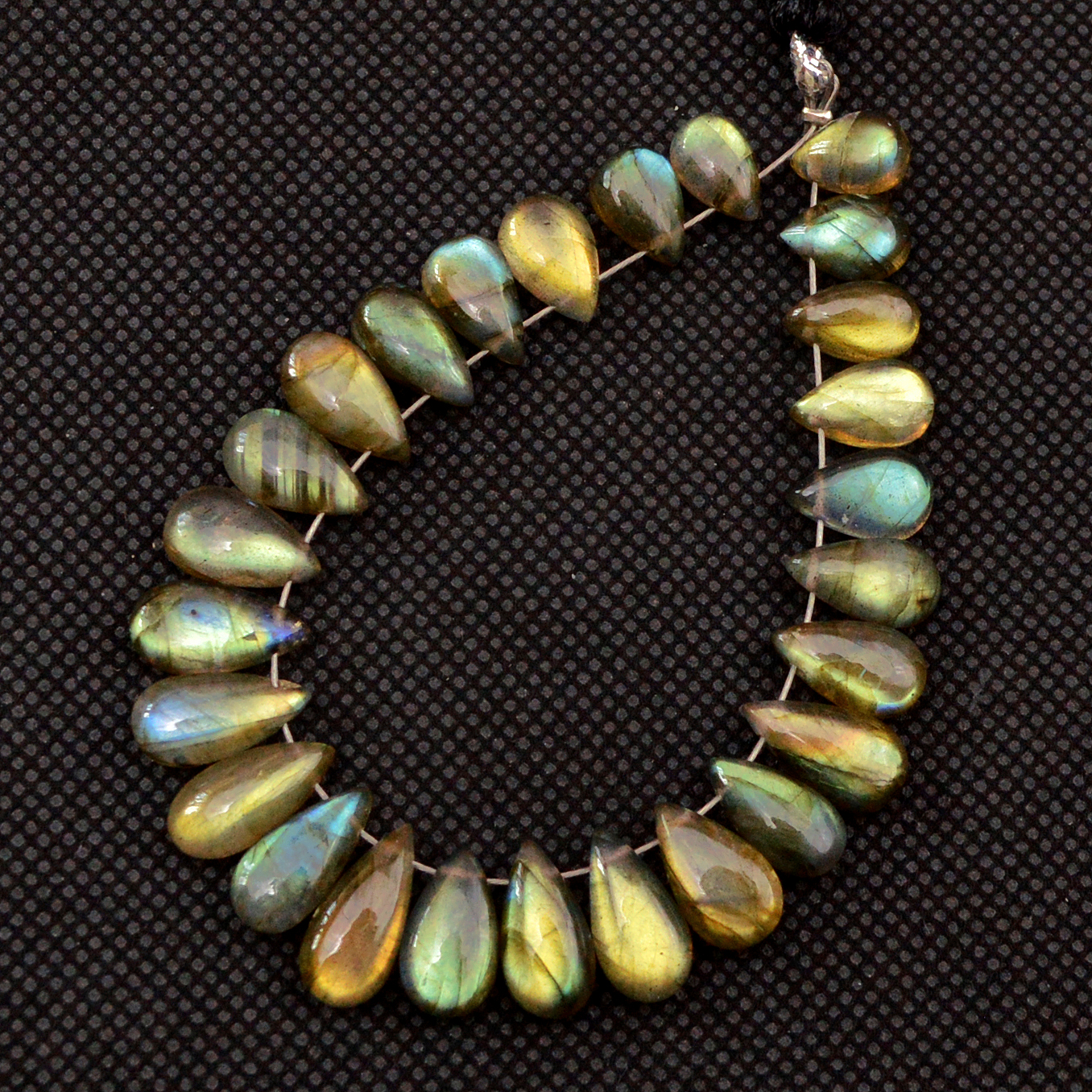 25 Pcs 70 Cts Natural Labradorite Drop Beads Side Drilled Briolette Gemstone 12x5 7x5mm 18580