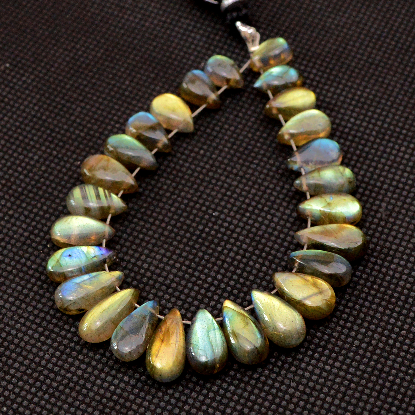 25 Pcs 70 Cts Natural Labradorite Drop Beads Side Drilled Briolette Gemstone 12x5 7x5mm 18580