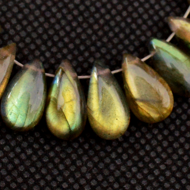 25 Pcs 70 Cts Natural Labradorite Drop Beads Side Drilled Briolette Gemstone 12x5 7x5mm 18580