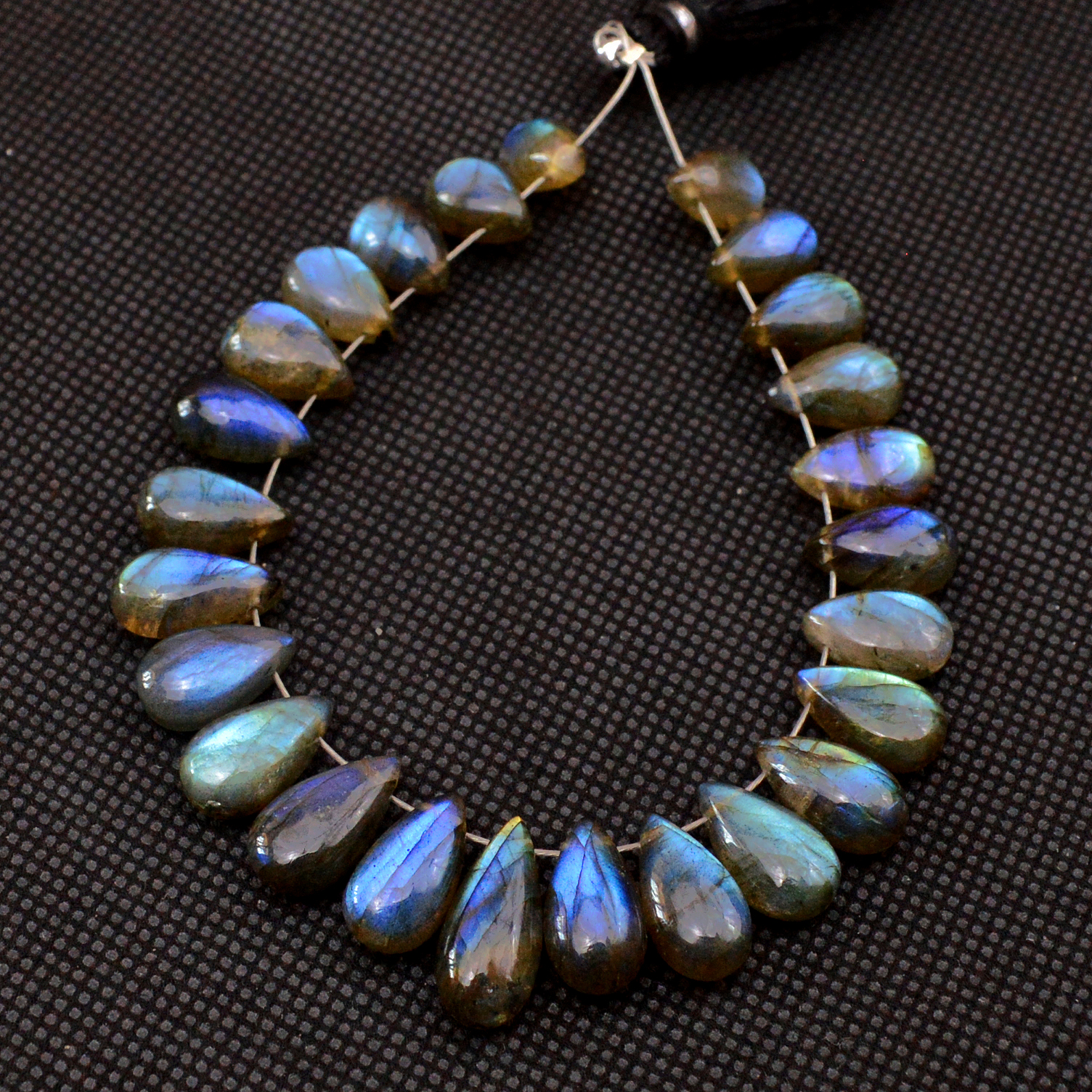 23 Pcs 95 Cts Natural Labradorite Drop Beads Side Drilled Briolette Gemstone 15x5 8x5mm 18582