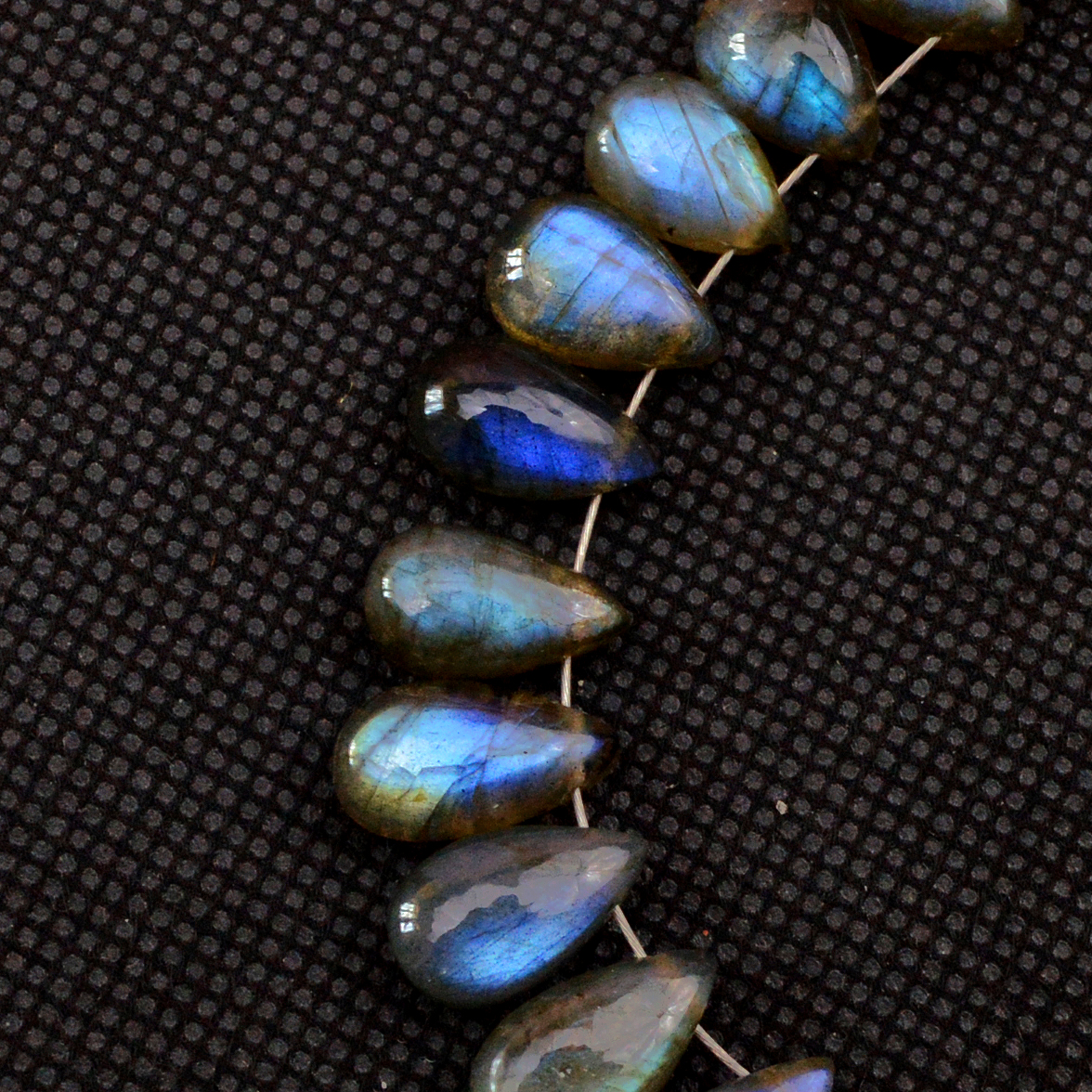 23 Pcs 95 Cts Natural Labradorite Drop Beads Side Drilled Briolette Gemstone 15x5 8x5mm 18582