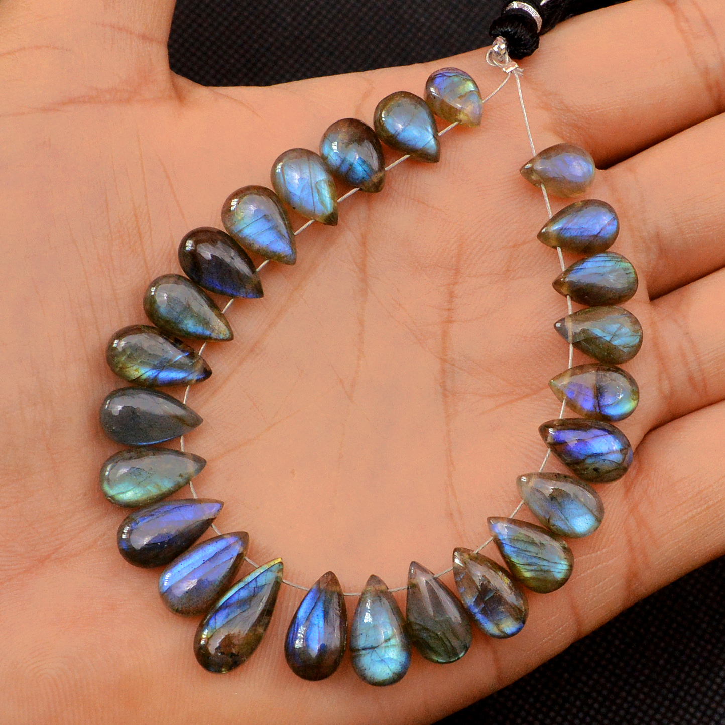 23 Pcs 95 Cts Natural Labradorite Drop Beads Side Drilled Briolette Gemstone 15x5 8x5mm 18582