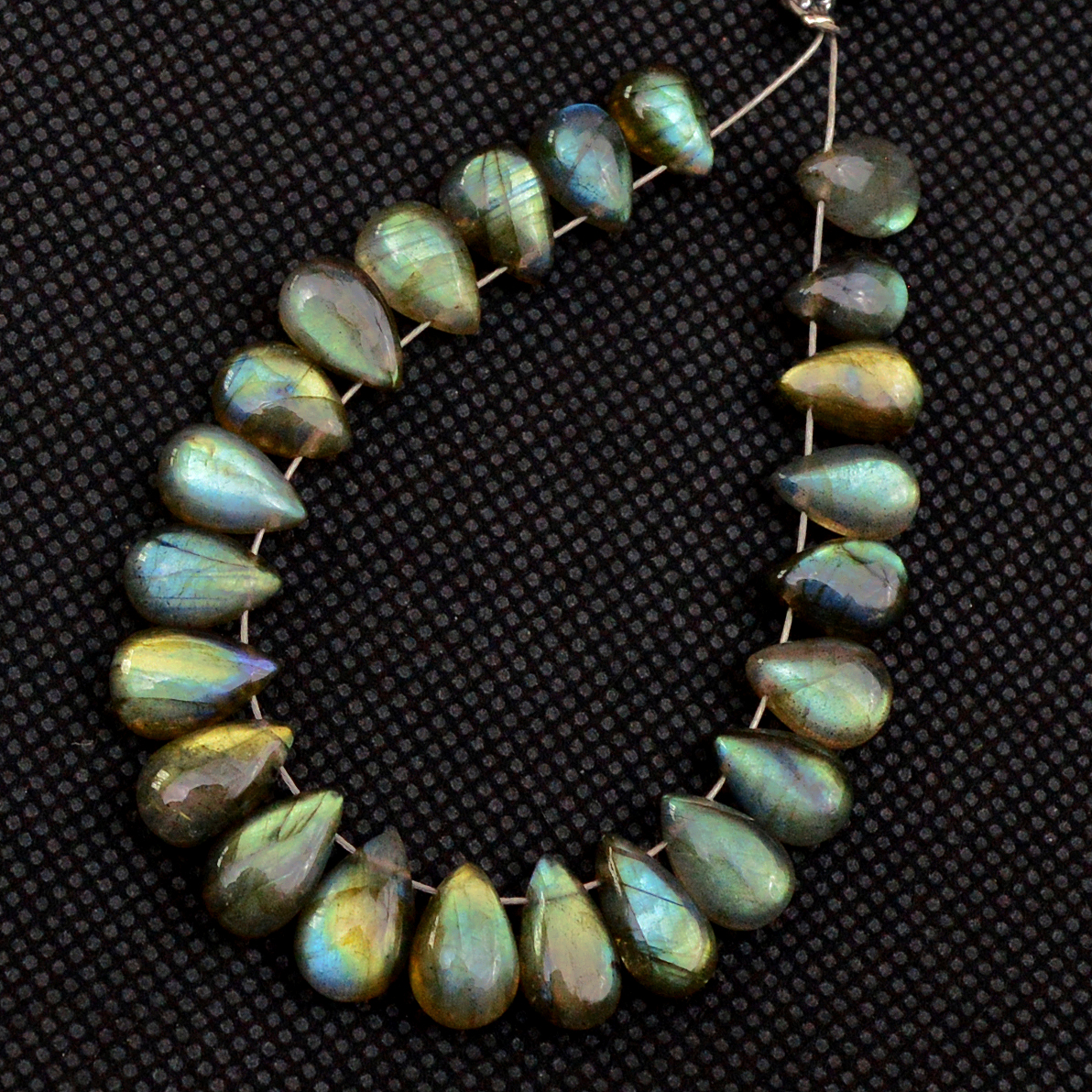 23 Pcs 53 Cts Natural Labradorite Drop Beads Side Drilled Briolette Gemstone 10x5 6x4mm 18584