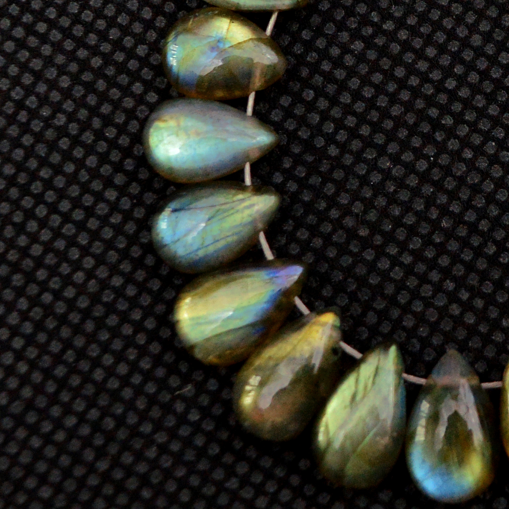 23 Pcs 53 Cts Natural Labradorite Drop Beads Side Drilled Briolette Gemstone 10x5 6x4mm 18584
