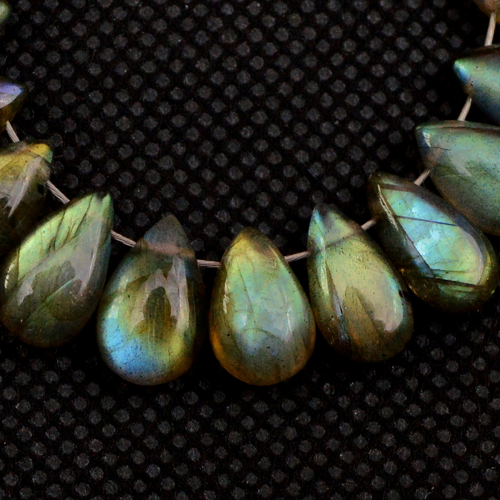 23 Pcs 53 Cts Natural Labradorite Drop Beads Side Drilled Briolette Gemstone 10x5 6x4mm 18584