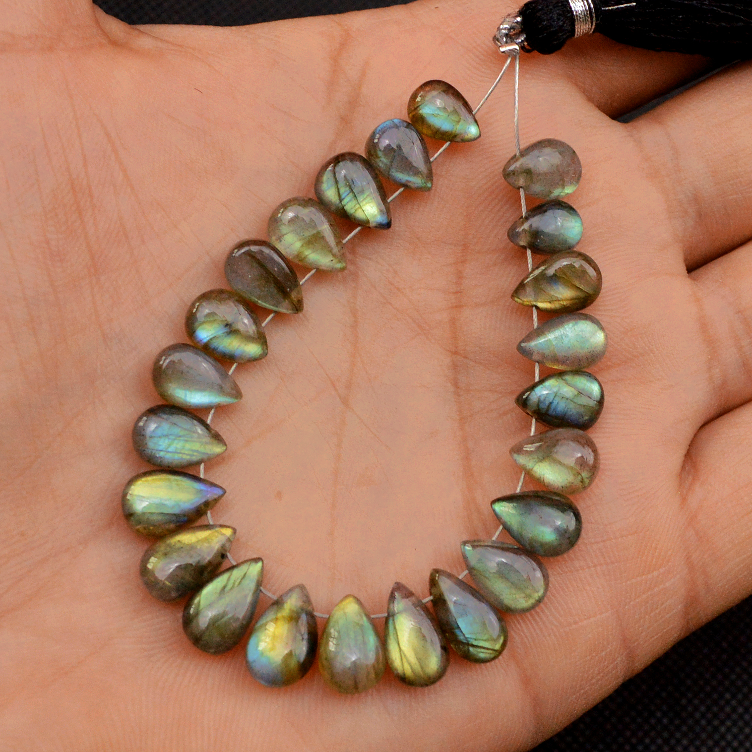 23 Pcs 53 Cts Natural Labradorite Drop Beads Side Drilled Briolette Gemstone 10x5 6x4mm 18584