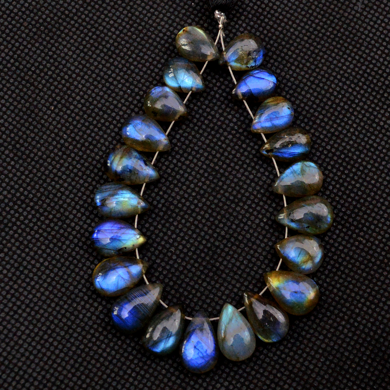21 Pcs 86 Cts Natural Labradorite Drop Beads Side Drilled Briolette Gemstone 11x6 10x6mm 18585