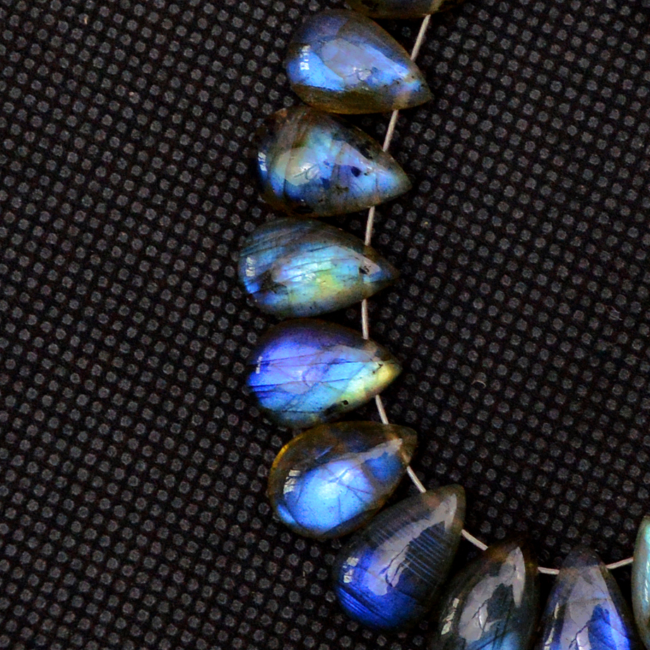 21 Pcs 86 Cts Natural Labradorite Drop Beads Side Drilled Briolette Gemstone 11x6 10x6mm 18585