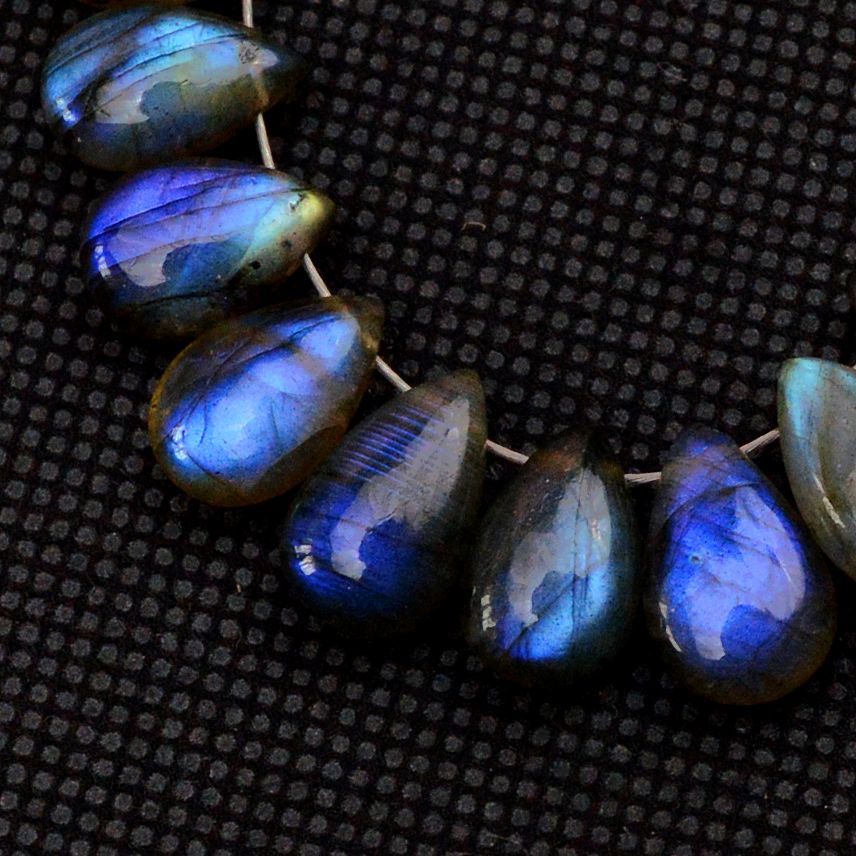 21 Pcs 86 Cts Natural Labradorite Drop Beads Side Drilled Briolette Gemstone 11x6 10x6mm 18585