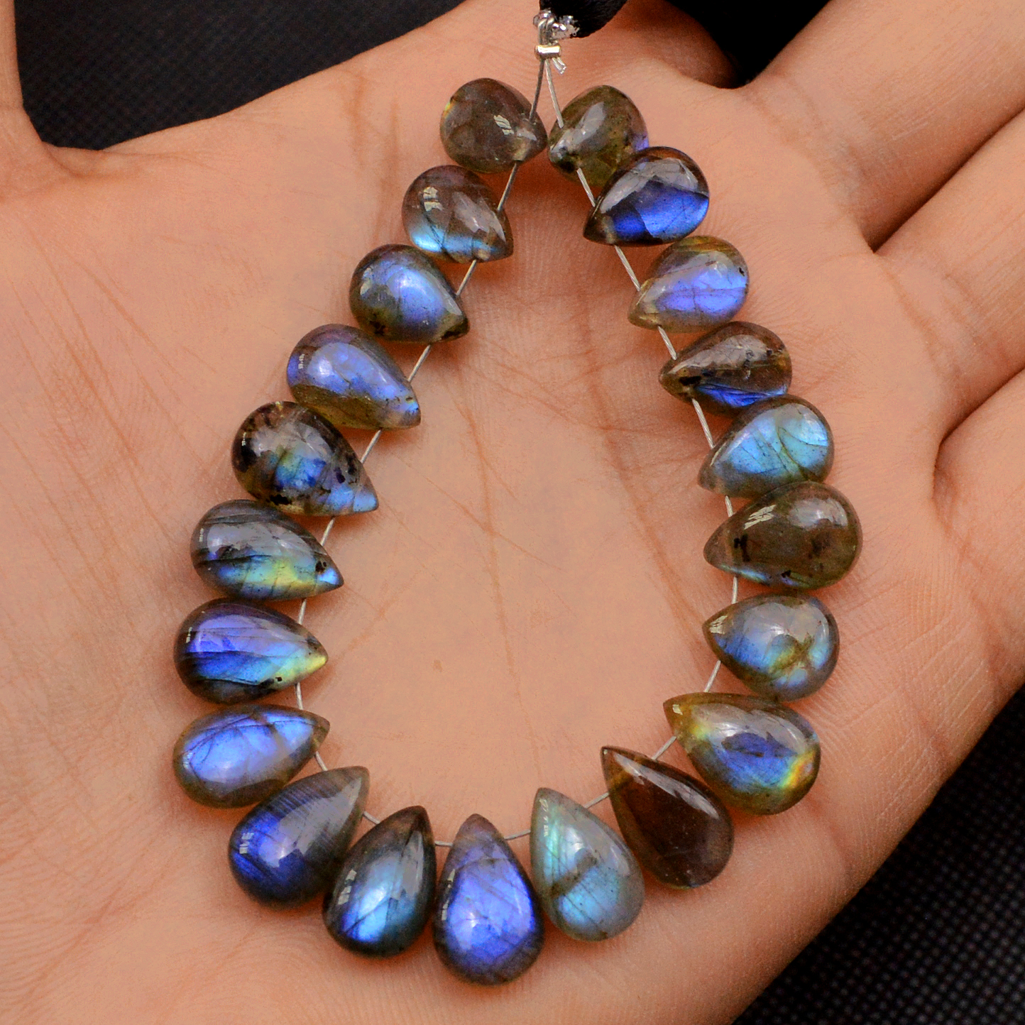 21 Pcs 86 Cts Natural Labradorite Drop Beads Side Drilled Briolette Gemstone 11x6 10x6mm 18585