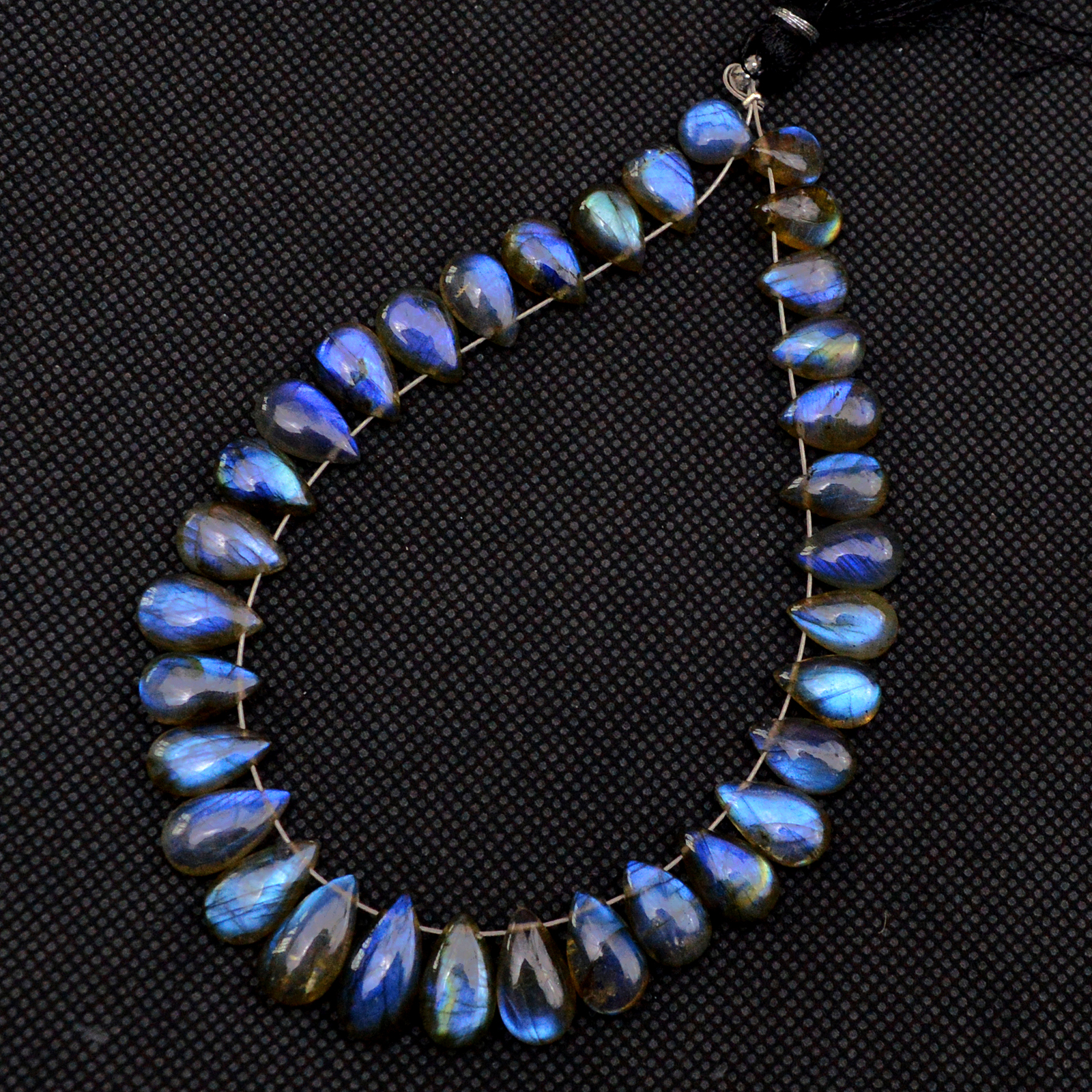 33 Pcs 97 Cts Natural Labradorite Drop Beads Side Drilled Briolette Gemstone 13x5 6x5mm 18586