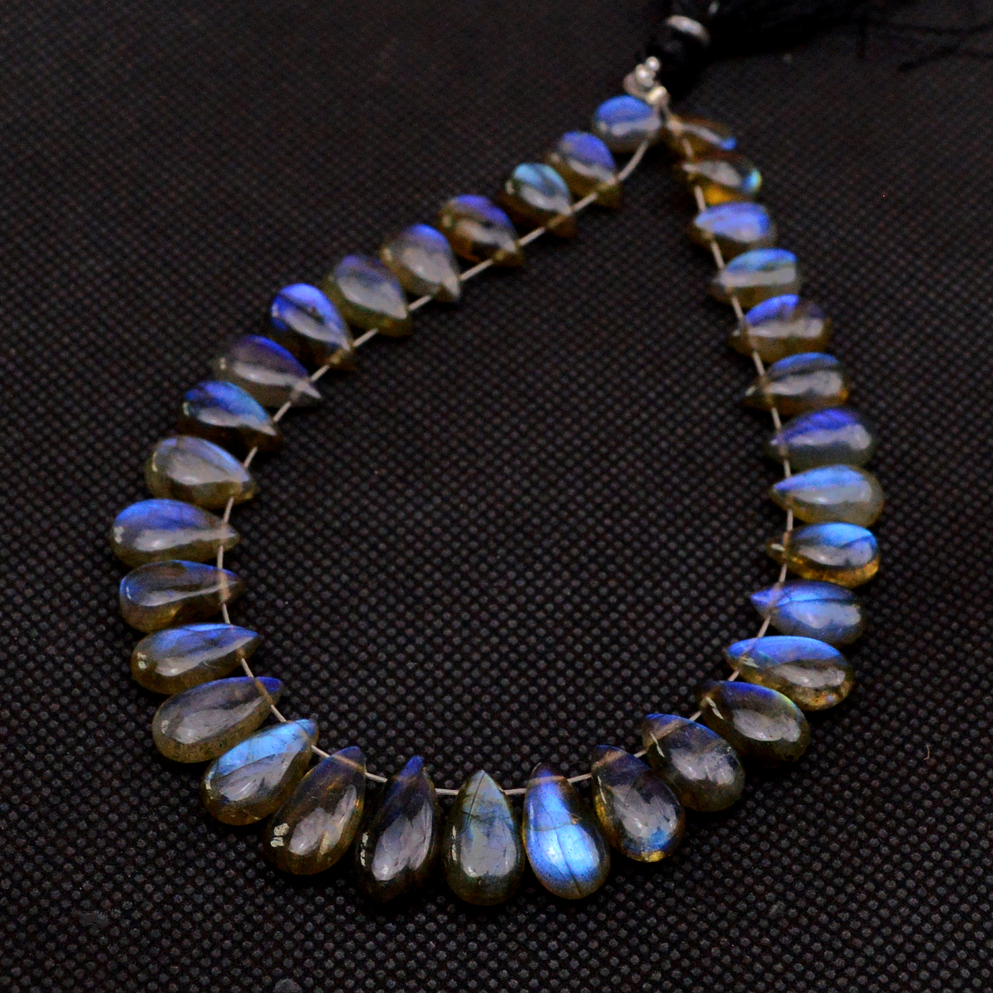 33 Pcs 97 Cts Natural Labradorite Drop Beads Side Drilled Briolette Gemstone 13x5 6x5mm 18586