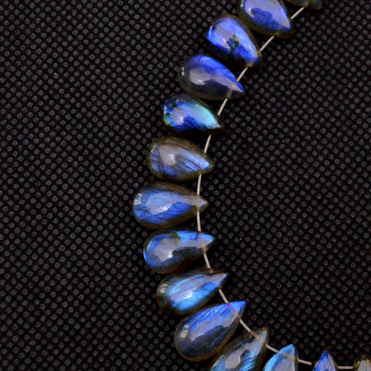 33 Pcs 97 Cts Natural Labradorite Drop Beads Side Drilled Briolette Gemstone 13x5 6x5mm 18586