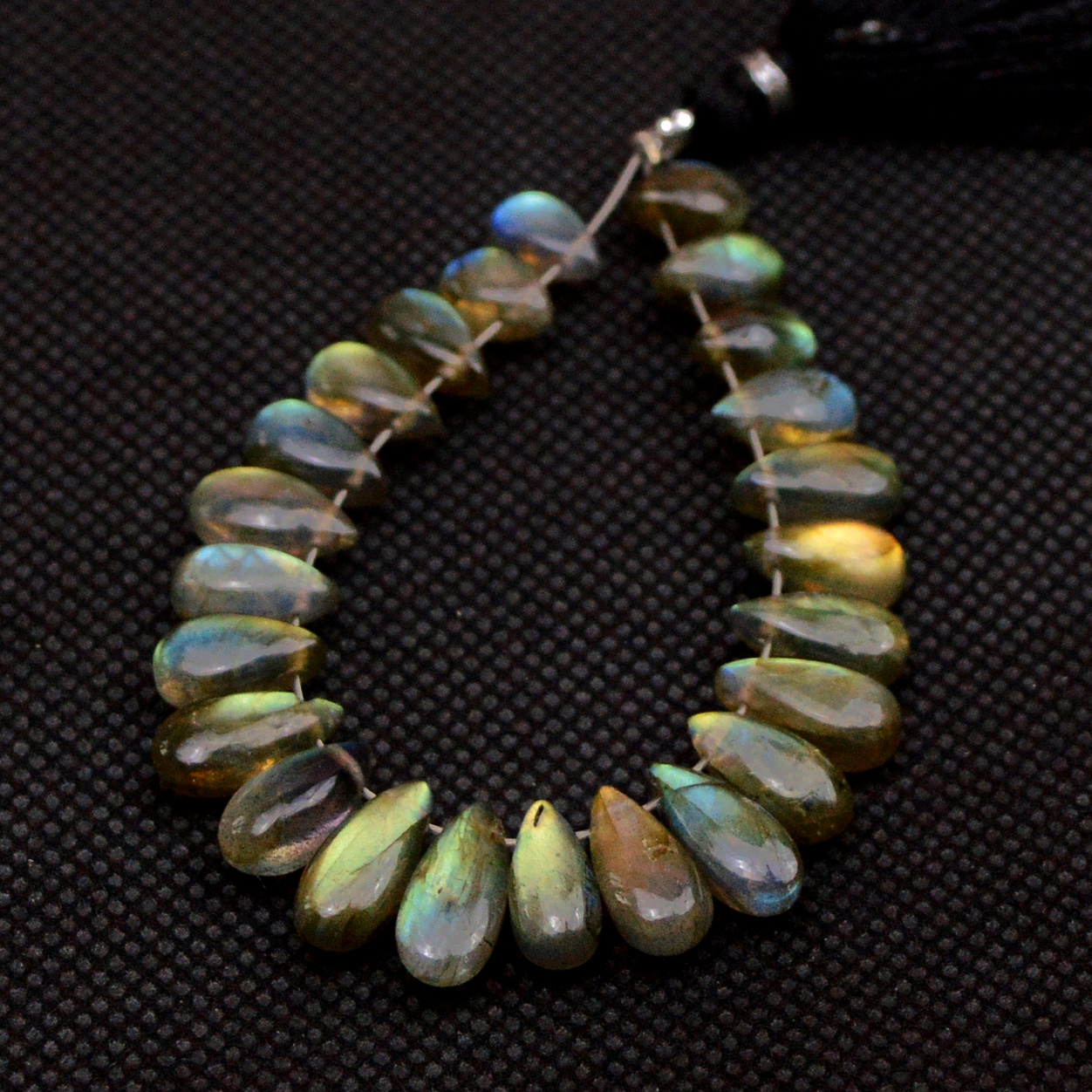 23 Pcs 47 Cts Natural Labradorite Drop Beads Side Drilled Briolette Gemstone 10x5 6x5mm 18587