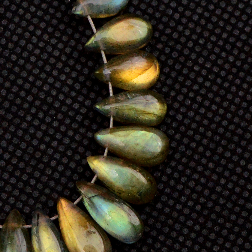23 Pcs 47 Cts Natural Labradorite Drop Beads Side Drilled Briolette Gemstone 10x5 6x5mm 18587
